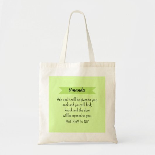 Eenvoudig Lime Green Vraag God Bijbelvers Christel Tote Bag (Voorkant)