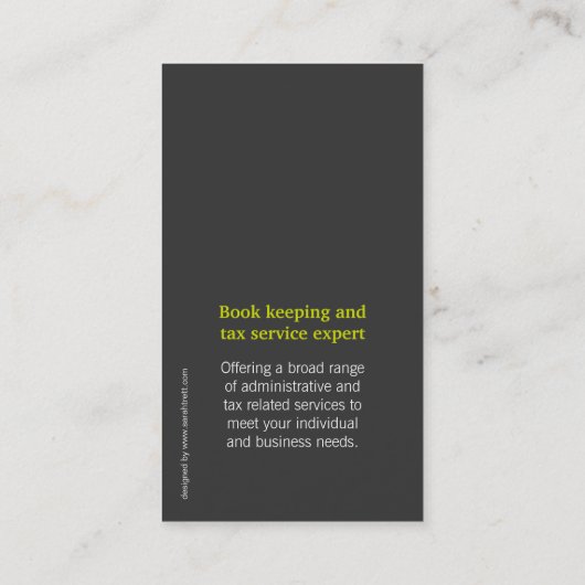 Eenvoudig limoen, grijs en wit visitekaartje (Achterkant)