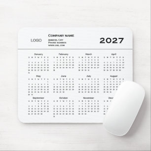 Eenvoudig logo bedrijf 2027 url jaarlijks wit muismat