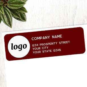 Eenvoudig Logo Bedrijfs Retouradres Bordeauxrood Etiket