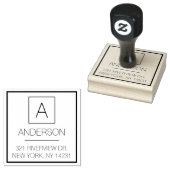 Eenvoudig logo Eenvoudige monogram naam retouradre Rubberstempel (Gestempeld)