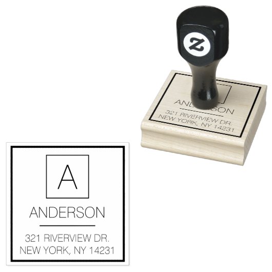 Eenvoudig logo Eenvoudige monogram naam retouradre Rubberstempel (Gestempeld)