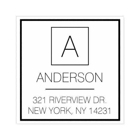 Eenvoudig logo Eenvoudige monogram naam retouradre Rubberstempel (Afrduk)