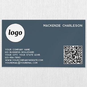 Eenvoudig logo en QR-code antracietgrijs Magnetisch Visitekaartje