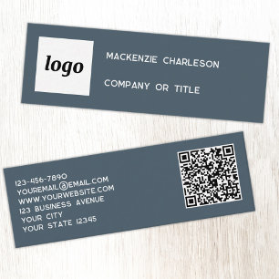 Eenvoudig logo en QR-code antracietgrijs Mini Visitekaartje