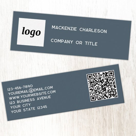 Eenvoudig logo en QR-code antracietgrijs Mini Visitekaartje