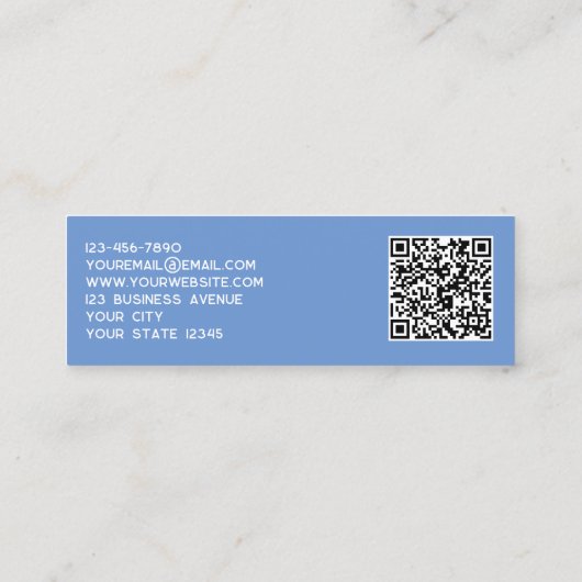 Eenvoudig Logo en QR Code Blauw Mini Visitekaartje (Achterkant)
