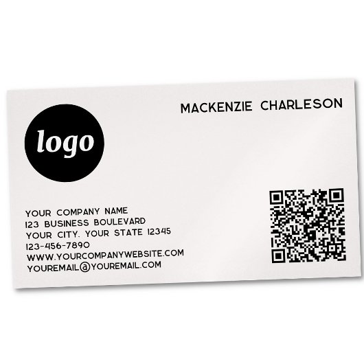 Eenvoudig Logo en QR Code Blush Roze Magnetisch Visitekaartje