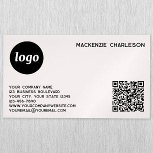 Eenvoudig Logo en QR Code Blush Roze Magnetisch Visitekaartje
