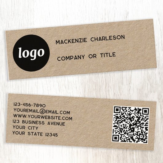 Eenvoudig Logo en QR Code Kraft Mini Visitekaartje