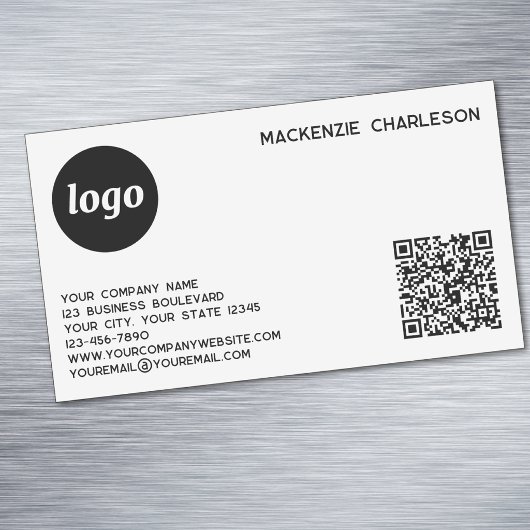 Eenvoudig logo en QR-code Magnetisch Visitekaartje