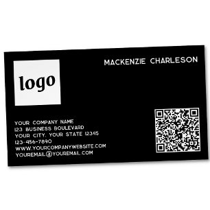 Eenvoudig logo en QR-code zwart Magnetisch Visitekaartje
