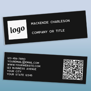 Eenvoudig logo en QR-code zwart Mini Visitekaartje
