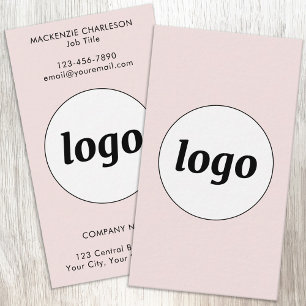 Eenvoudig Logo en Tekst Verticaal Blush Roze Visitekaartje
