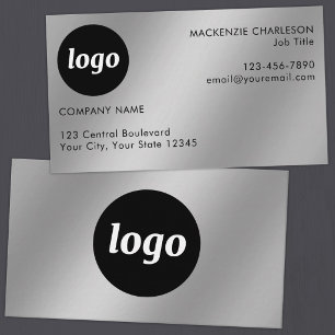 Eenvoudig logo en tekst zilver effect visitekaartje