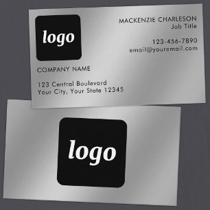 Eenvoudig logo en tekst zilver effect visitekaartje