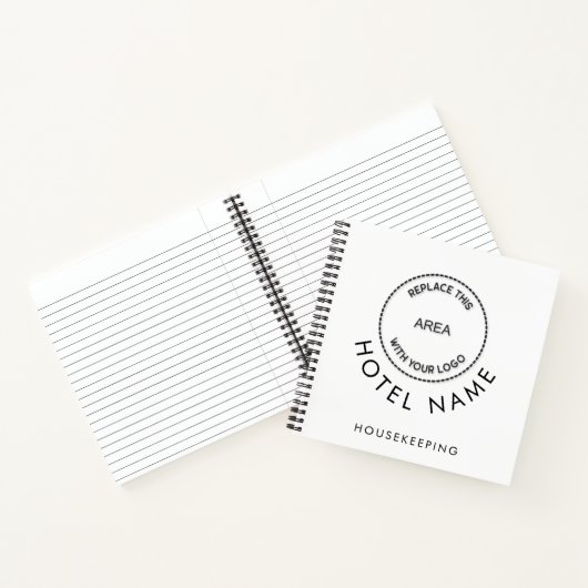 Eenvoudig Logo Hotel Naam QR Code Elke kleur Notitieboek (Binnen)