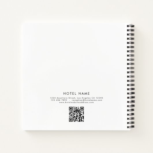 Eenvoudig Logo Hotel Naam QR Code Elke kleur Notitieboek (Achterkant)
