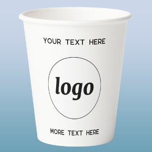Eenvoudig logo met zakelijke tekst papieren bekers