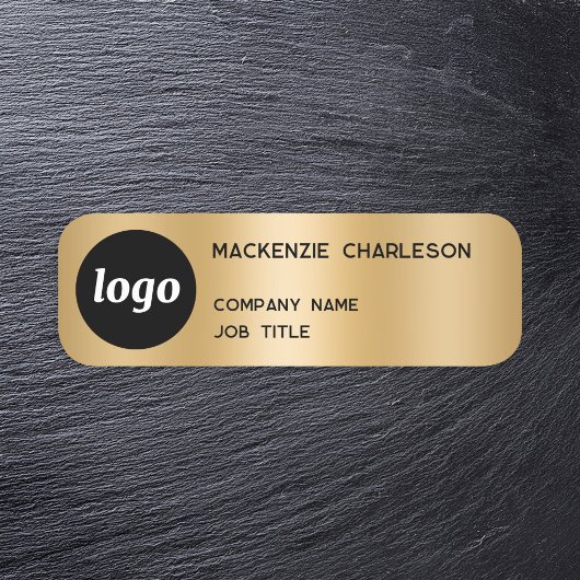 Eenvoudig Logo Minimalistisch Goud Effect Naamplaatje