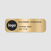 Eenvoudig Logo Minimalistisch Goud Effect Naamplaatje (Voorkant)