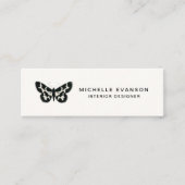 Eenvoudig Logo minimalistisch zwart-wit Butterfly Mini Visitekaartje (Voorkant)
