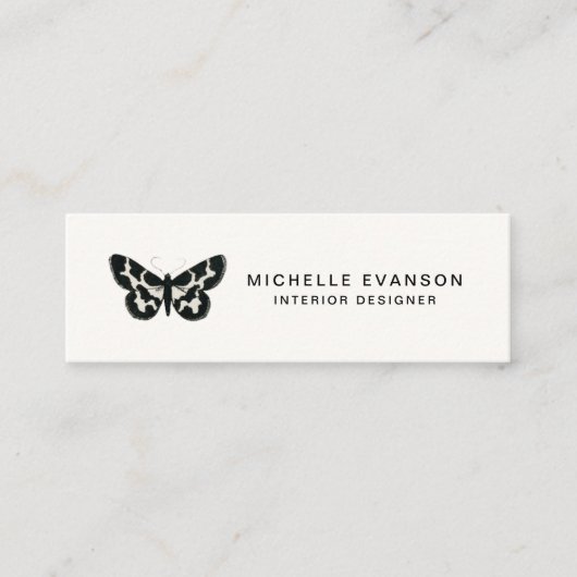 Eenvoudig Logo minimalistisch zwart-wit Butterfly Mini Visitekaartje (Voorkant)