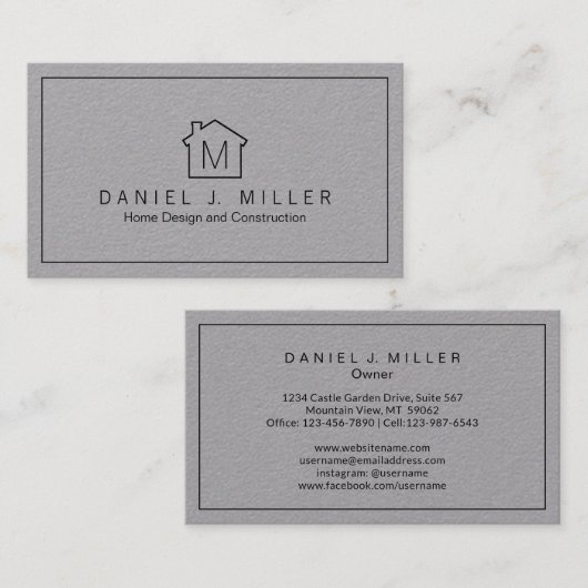 Eenvoudig Logo monogram minimalistisch zwart-wit e Visitekaartje (Voorkant / Achterkant)