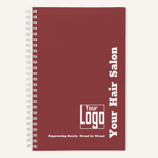 Eenvoudig Logo Motto Bourgondië Witte Haarsalon Notitieboek (Voorkant)