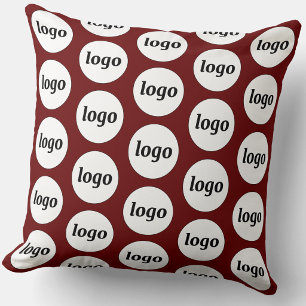 Eenvoudig Logo Patroon Burgundy Kussen