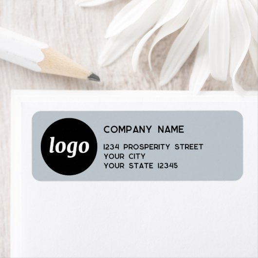 Eenvoudig Logo Powder Blue Company Retouradres Etiket (Insitu)