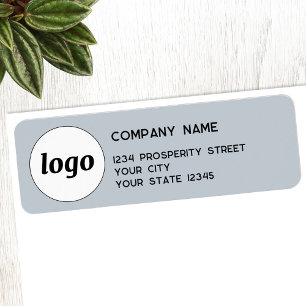 Eenvoudig Logo Powder Blue Company Retouradres Etiket