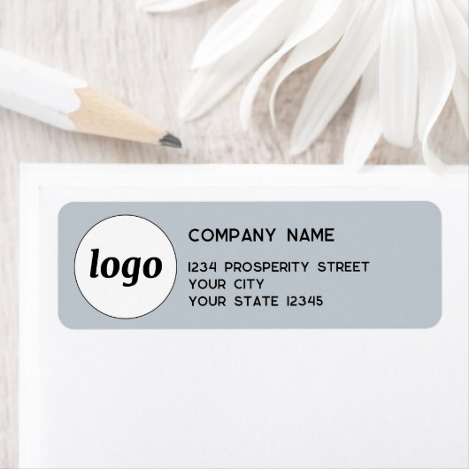 Eenvoudig Logo Powder Blue Company Retouradres Etiket (Insitu)