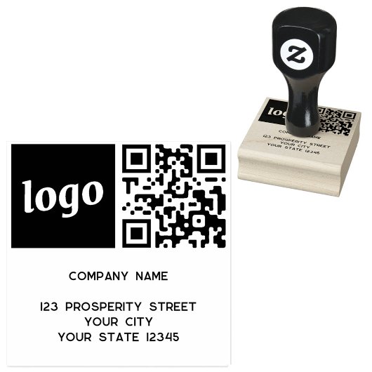 Eenvoudig Logo QR Code Company Return Address Rubberstempel