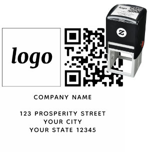 Eenvoudig Logo QR Code Company Return Address Zelfinktende Stempel