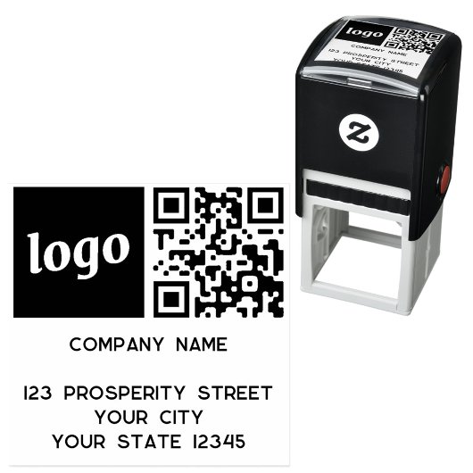Eenvoudig Logo QR Code Company Return Address Zelfinktende Stempel