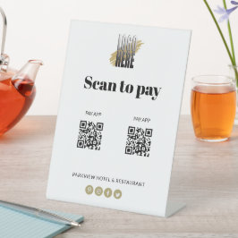 Eenvoudig Logo scannen naar betaling van twee QR-c Reclamebord Met Voetstuk