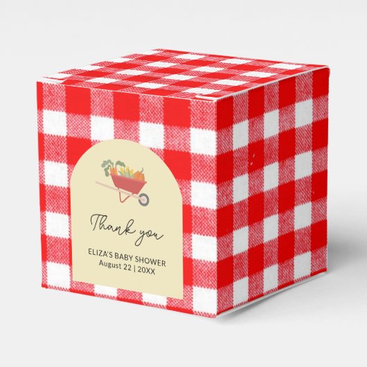 Eenvoudig lokaal geteeld Red Gingham Baby shower Bedankdoosjes (Voorkant Zijde)