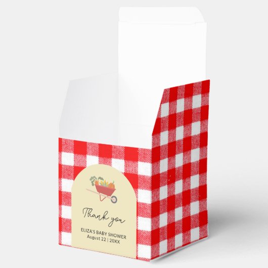 Eenvoudig lokaal geteeld Red Gingham Baby shower Bedankdoosjes (Geopend)