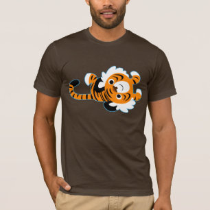 Eenvoudig lopende Cartoon Tiger T-Shirt