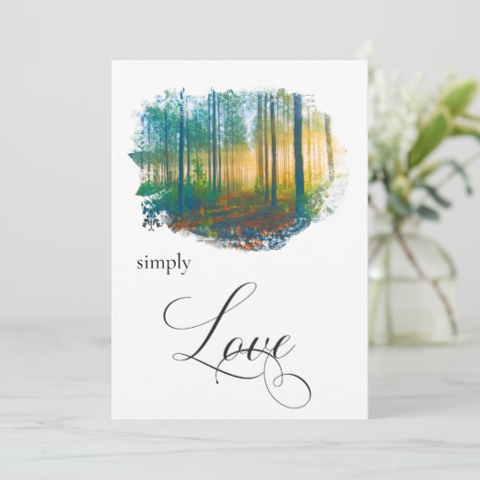 "EENVOUDIG LOVE Forest Bossen Rustige uitnodiging (Staand voorkant)