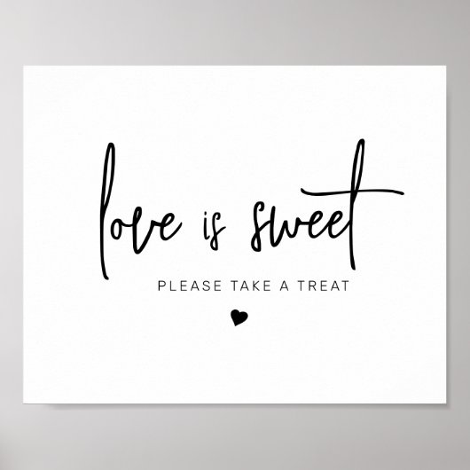 Eenvoudig Love is Sweet Huwelijksgunst Bord Poster (Voorkant)