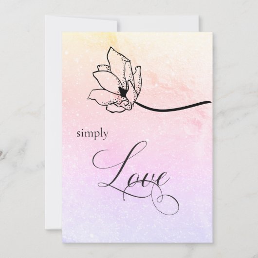 "EENVOUDIG LOVE Pastel Floral Wedding Luna Uitnodi Kaart (Voorkant)