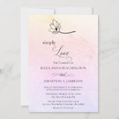 "EENVOUDIG LOVE Pastel Floral Wedding Luna Uitnodi Kaart (Achterkant)