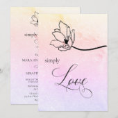 "EENVOUDIG LOVE Pastel Floral Wedding Luna Uitnodi Kaart (Voorkant / Achterkant)