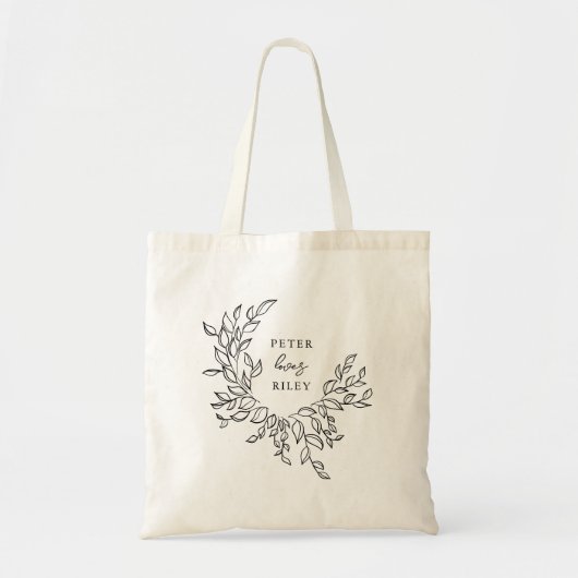 Eenvoudig Love Script Botanische Krans Bruid Tote Bag (Voorkant)