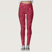 Eenvoudig luxe Royal Red Sparkle Glitter patroon Leggings (Voorkant)