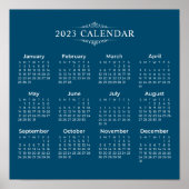 Eenvoudig maar elegant blauw 2023-kalender | POSTE Poster (Voorkant)