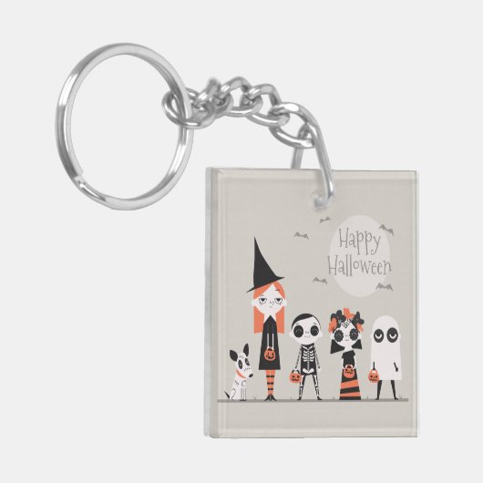 Eenvoudig maar elegant Halloween | Button Sleutelh Sleutelhanger (Voorkant Links)