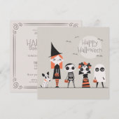 Eenvoudig maar elegant Halloween feest | Uitnodigi Kaart (Voorkant / Achterkant)